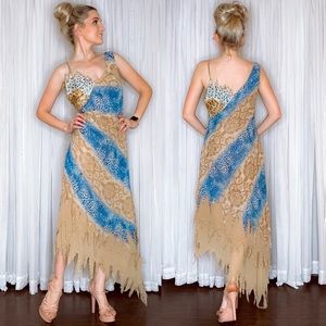 Asymmetrical Tribal Print Ballroom Dance Dress